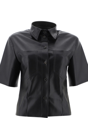 Nanushka Sabine Faux Leather Short-sleeved Shirt