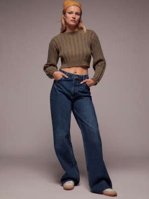 Cropped Ribbed Sweater