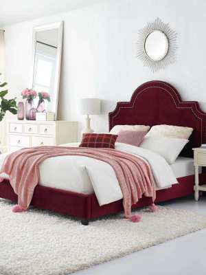 Patrick Velvet Platform Bed Maroon