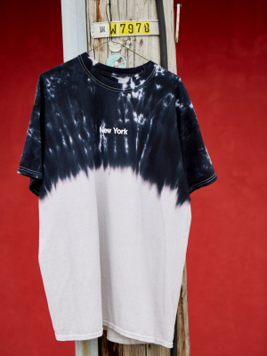 New York Dip-dye Embroidered Tee