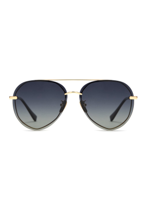 Lenox - Gold, Black + Grey Gradient Polarized Sunglasses