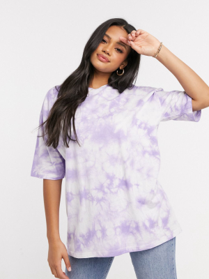 Asos Design Oversized T-shirt In Tie Dye In Lilac