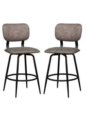 Set Of 2 Retro Metal Upholstered Swivel Counter Height Stool - Hillsdale Furniture