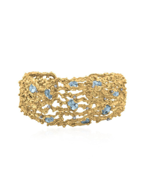 Ocean Cuff Bracelet With Blue Topaz And Diamonds