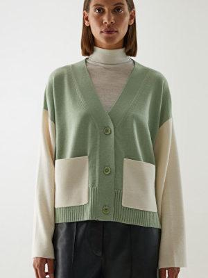 Color-block Wool Cardigan