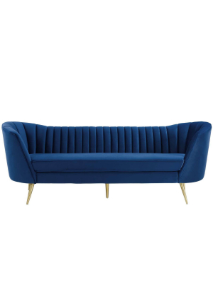 Opportunity Vertical Channel Tufted Curved Performance Velvet Sofa - Modway