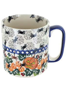 Blue Rose Polish Pottery Trick Or Treat Coffee Mug