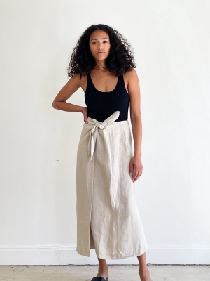 Natural Linen Tie Skirt