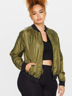 Plus Khaki Lightweight Bomber Jacket