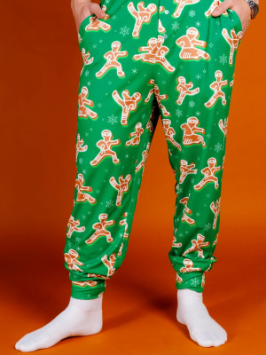 The Ninja Bread | Green Gingerbread Print Christmas Pajama Bottoms