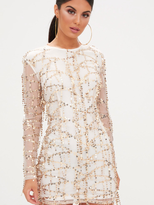 Freyana Rose Gold Sequin Detail Long Sleeve...