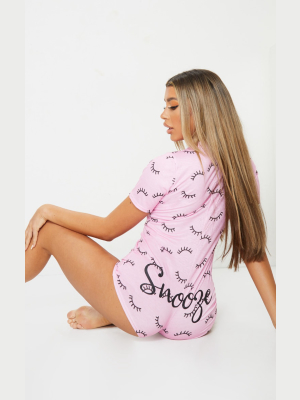 Pink Snooze Printed Pj Romper