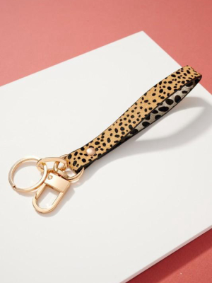 Animal Print Pu Calf Hair Key Strap