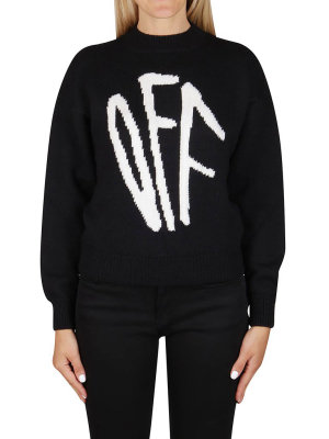 Off-white Logo Intarsia Graffiti Knit Sweater