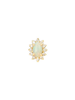 Cabochon Opal & Diamond Stud