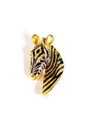 Vintage Gold And Black Zebra Brooch