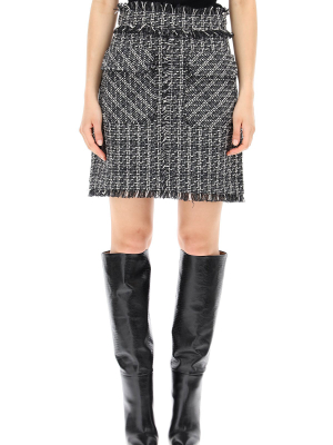 Msgm Frayed Edge Tweed Skirt