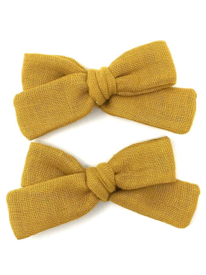 Skinny Ribbon Pigtail In Ochre Gauze