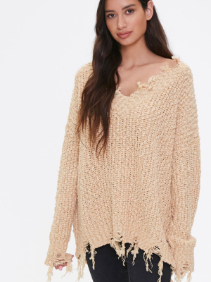 Distressed Drop-sleeve Sweater