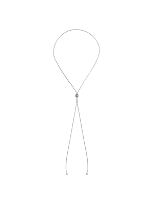 Adjustable Lariat Popcorn Chain In Sterling Silver -gray (28")