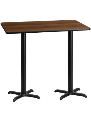 Flash Furniture 30'' X 60'' Rectangular Laminate Table Top With 22'' X 22'' Bar Height Table Bases