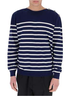 Balmain Striped Button Embellished Sweatshirt