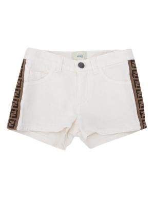 Fendi Kids Ff Tape Denim Shorts