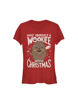 Junior's Star Wars Christmas Have Yourself A Wookie T-shirt