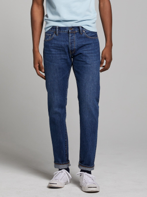 Slim Fit Selvedge Jean In Mid-blue Wash