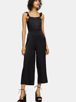 Black Frilly Jacquard Jumpsuit