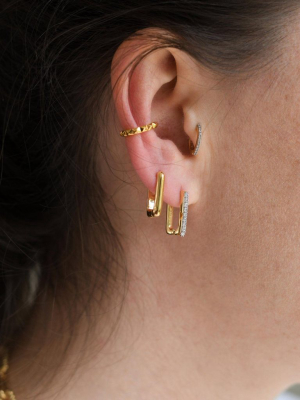 Gold Ovate Huggies Earring Set