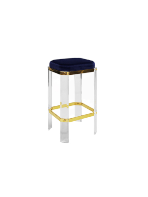 Acrylic Counter Stool With Brass Accents In Various Colors