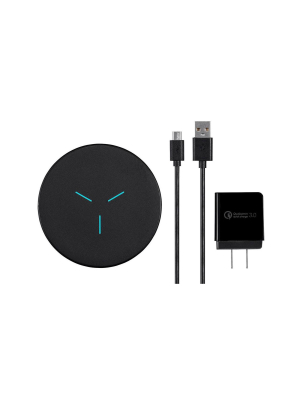 Monoprice Fast Wireless Charging Pad (bundle) Black - Qi Certified, 7.5/10 Watt Output, Includes Cable + Charging Box