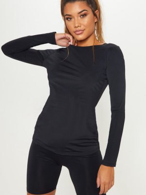 Black Basic Long Sleeve Gym Top