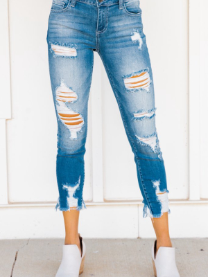 Live For This Medium Wash Distressed Ankle Jeans