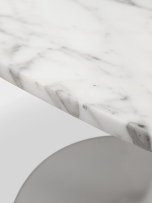 Tulip Table - Oval Tulip Dining Table, Carrara Marble, Width 67in