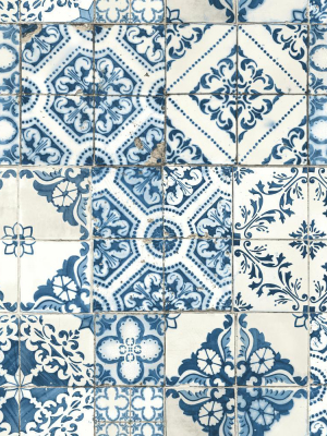 Mediterranean Tile Peel & Stick Wallpaper In Blue By Roommates For York Wallcoverings
