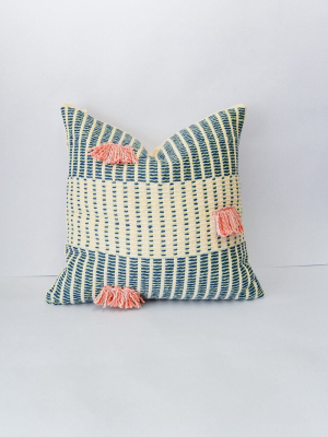 Salento Throw Pillow Cover - Indigo + Apricot