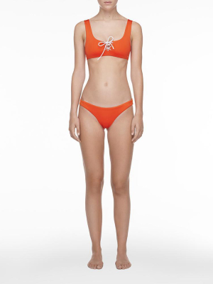 Lace Up Bikini Top Orange