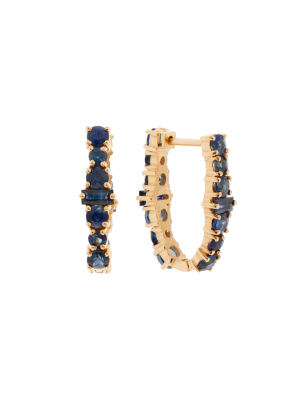 Blue Sapphire Rivulet Spread Oval Hoops