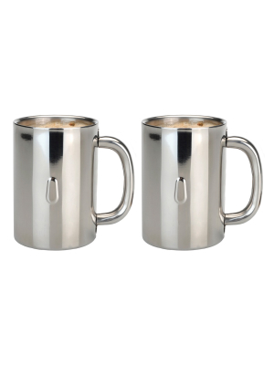 Berghoff Straight 12oz 18/10 Stainless Steel Coffee Mug, Set Of 2