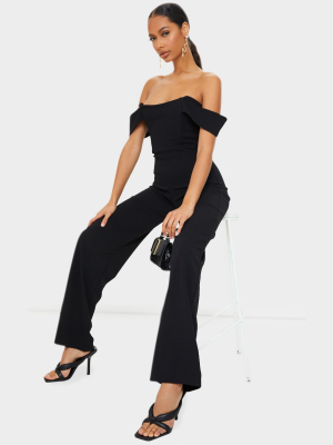 Black Bardot Corset Wide Leg Jumpsuit