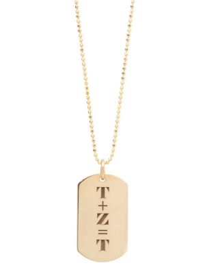 14k Medium Engraved Dog Tag Necklace