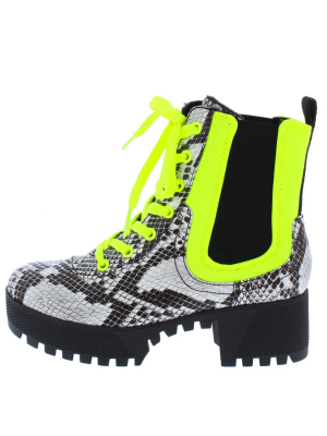 Powerful34 Snake Neon Yellow Women's Boot