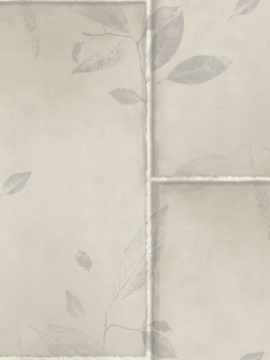 Steel Leaves Wallpaper In Silver, Cream, And Grey From The Aerial Collection By Mayflower Wallpaper