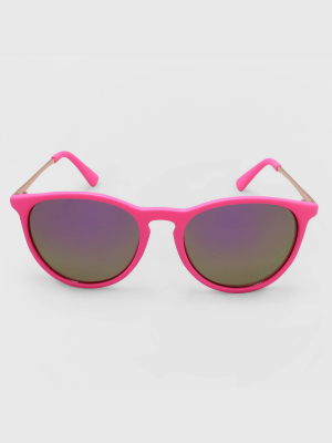 Women's Round Plastic Metal Combo Silhouette Sunglasses - Wild Fable™ Pink