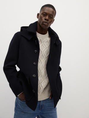 Detachable Hood Wool Coat