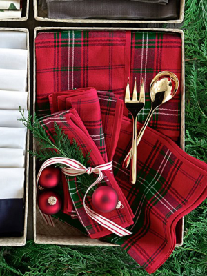 Classic Tartan Plaid Napkins, Set Of 4, Red