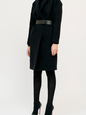 Belted Wool-blend Wrap Coat