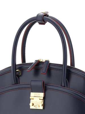 Mcm Anna Logo Plaque Tote Bag